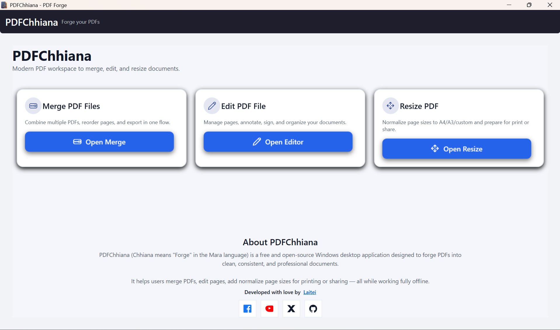 PDFChhiana main window