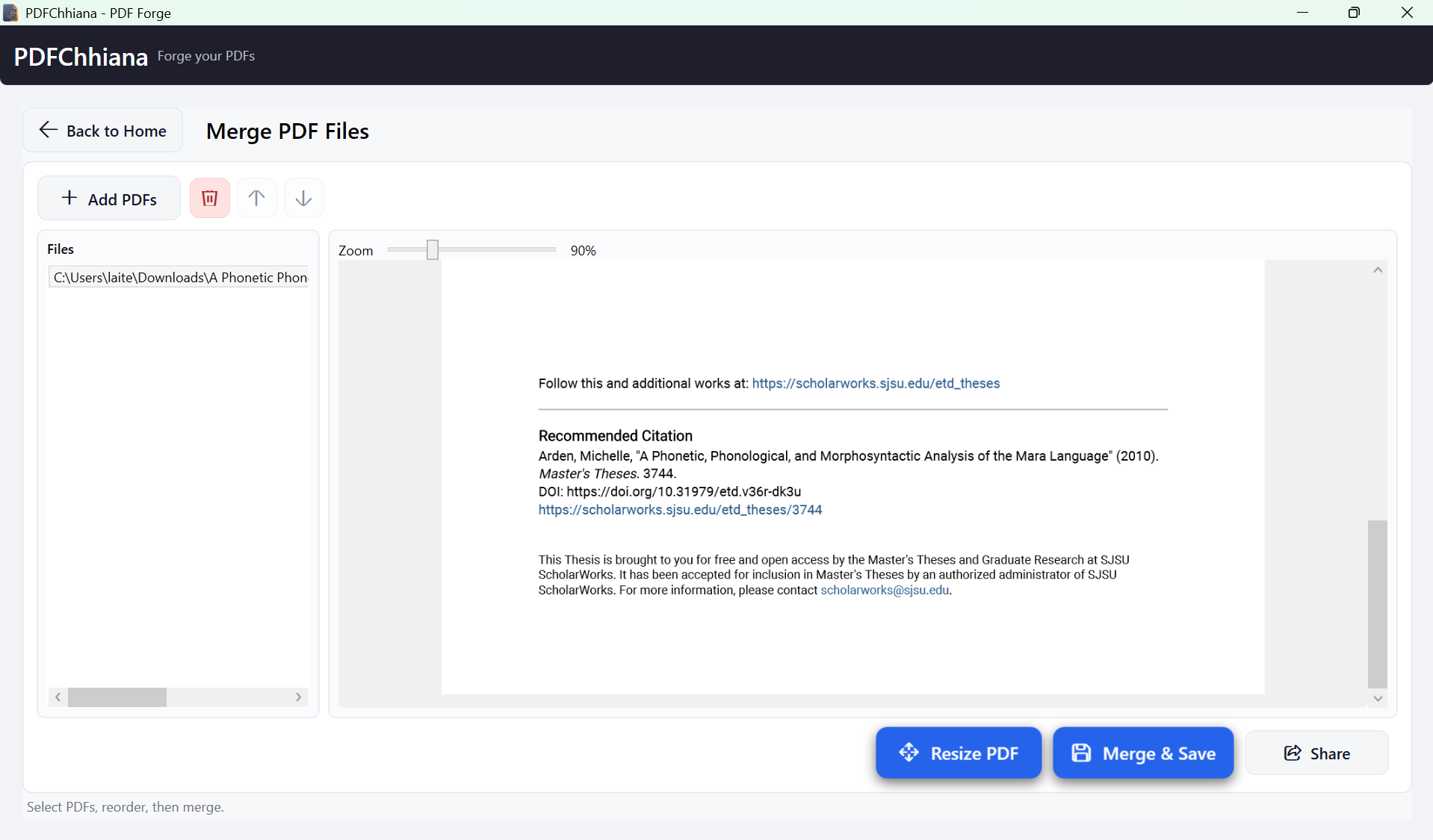 PDFChhiana page management view